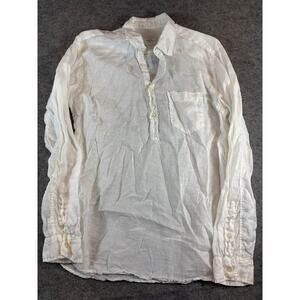 Xacus Legacy Long Sleeve Shirt Mens 16/41 White Linen Henley Casual Beachwear